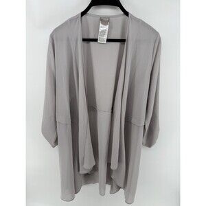 Chicos Travelers Women's Open Front Cardigan Roll Tab Cuff 3/4 Sleeve Size 1